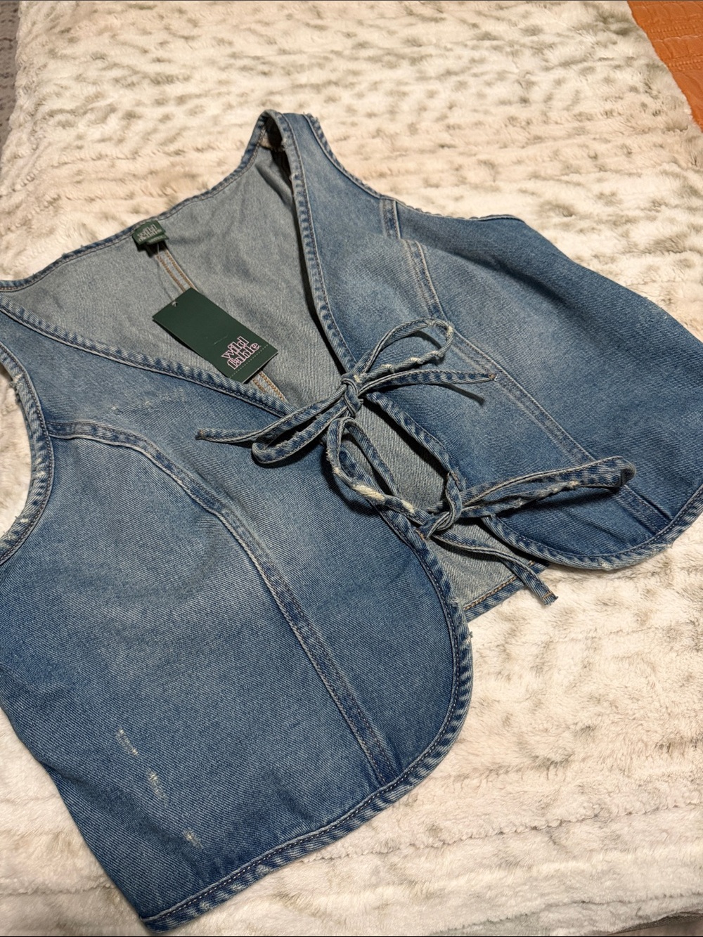 Wild fable distressed Blue Denim Tie-Front Vest